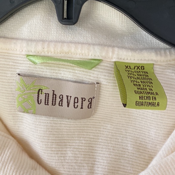 Cubavera men buttoned down tee shirts. Cream with black.Size XL. Thick material - Picture 7 of 8